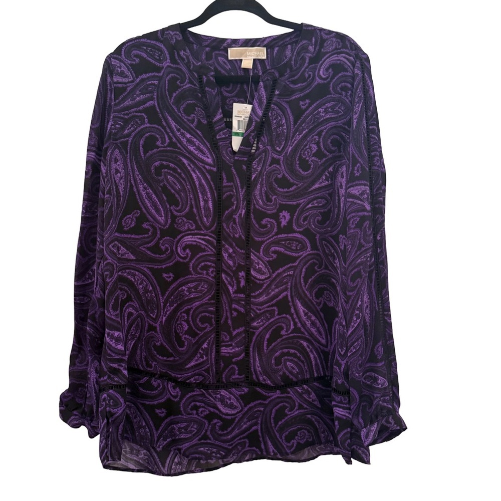 Michael Kors Purple Paisley Tunic Dress Long Blouse [L]